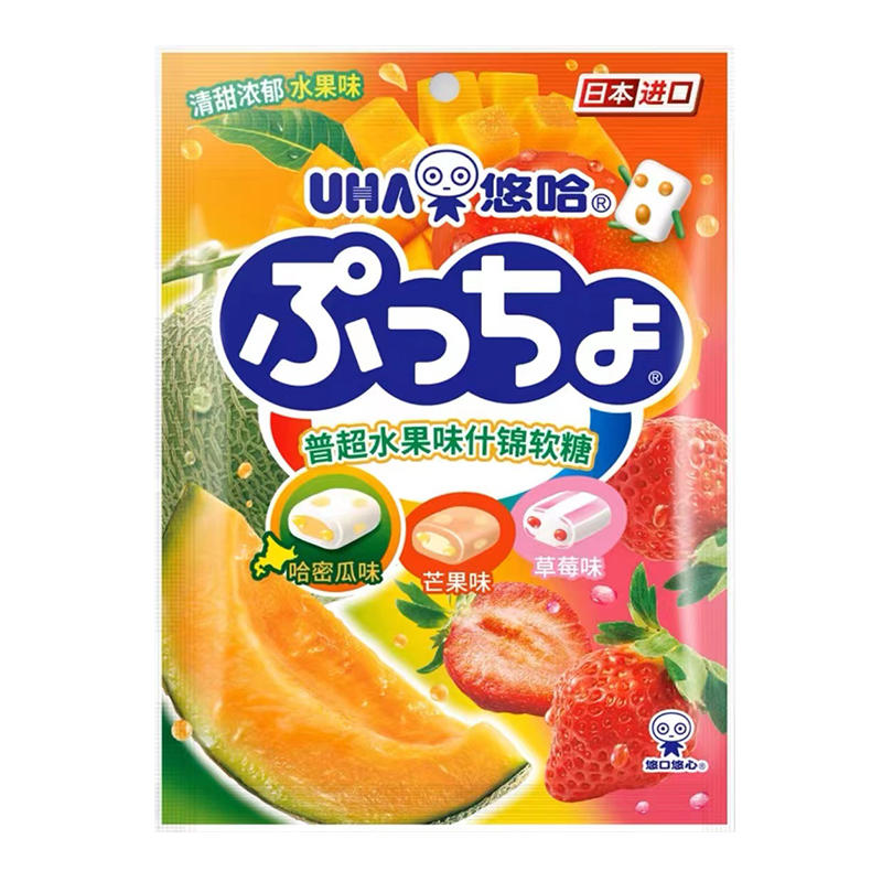 Uha Puchao Bonbons à mâcher Saveurs de fruits assorties 90g