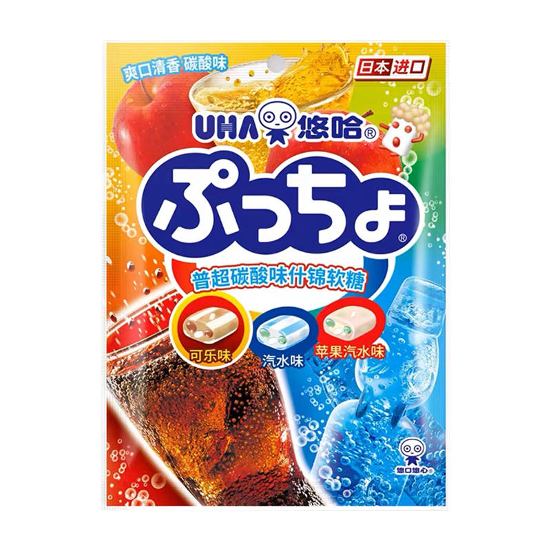 Délicieux Uha Puchao Chewy Candy Saveurs de soda assorties 90g