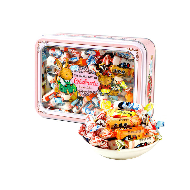 Bonbons crémeux White Rabbit Saveurs assorties dans un emballage en étain de qualité supérieure 400g